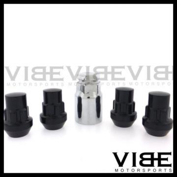 (4) 1/2&#034; BLACK ACORN WHEEL LUG NUT LOCKS QUANTITY 4 KEY INCLUDED