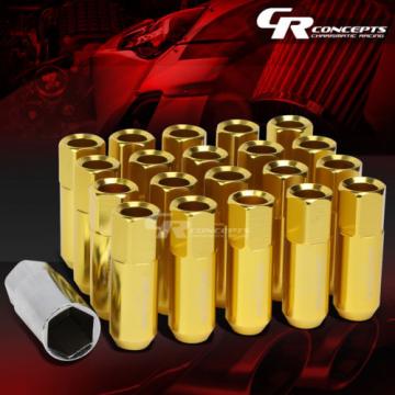 FOR DTS/STS/DEVILLE/CTS 20X EXTENDED ACORN TUNER WHEEL LUG NUTS+LOCK+KEY GOLD