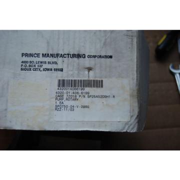 PRINCE HYDRAULIC GEAR  SP25A52D9H1R 2500 PSI NEW Pump