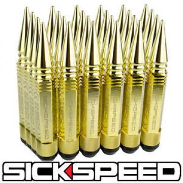 SICKSPEED 24 PC 24K GOLD 5 1/2&#034; LONG SPIKED STEEL LOCKING LUG NUTS 12X1.25 L13