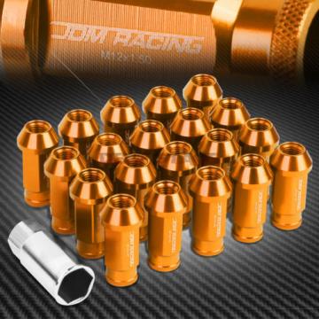 FOR IS250 IS350 GS460 20 PCS M12 X 1.5 ALUMINUM 50MM LUG NUT+ADAPTER KEY ORANGE