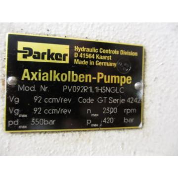 Parker PV092R1L1H5NGLC Hydraulic GT Series 4242 2300RPM 92ccm/rev Pump