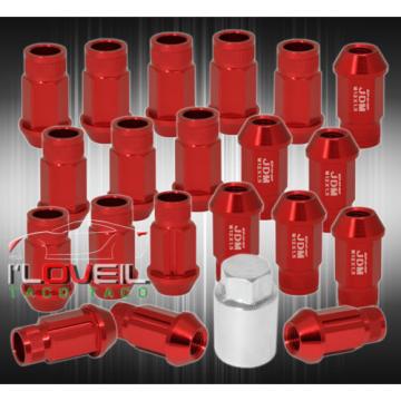 UNIVERSAL 12X1.5 LOCKING LUG NUTS 20PC JDM EXTENDED ALUMINUM ANODIZED SET RED