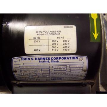 NEW JOHN S BARNES 1 HP HOLLOW SHAFT HYDRAULIC 208230/460 VAC 3450 RPM  Pump