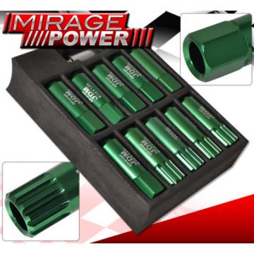 FOR NISSAN M12x1.25MM LOCKING LUG NUTS OPEN END EXTENDED 20 PIECES+KEY KIT GREEN