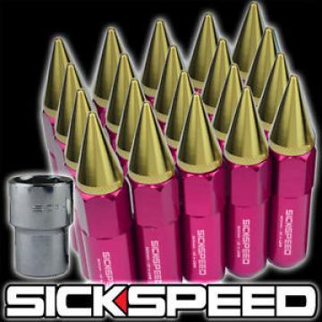 SICKSPEED 20 PC PINK/24K GOLD SPIKED 60MM LOCKING LUG NUTS WHEELS 12X1.25 L12