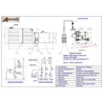 3206 Dump Trailer Hydraulic Power Unit,12V Single Acting,6L ploy Tank, OEM Pump