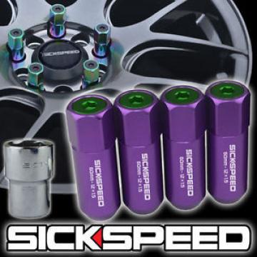 4 PURPLE/GREEN CAPPED ALUMINUM EXTENDED TUNER LOCKING LUG NUTS WHEELS 12X1.5 L20