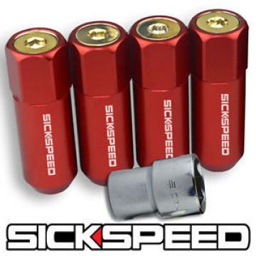 SICKSPEED 4 PC RED/24K CAPPED ALUMINUM 60MM LOCKING LUG NUTS WHEELS 14X1.5 L19