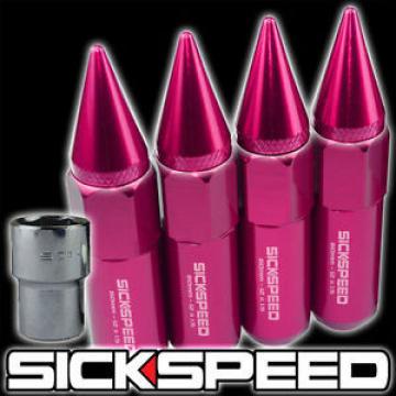 SICKSPEED 4 PC PINK SPIKED 60MM EXTENDED TUNER LOCKING LUG NUTS 1/2x20 L25