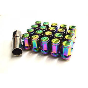 NNR CLOSED ENDED HEPTAGON LUG NUT LOCK SET NEOCHROME 12X1.25MM 20PC