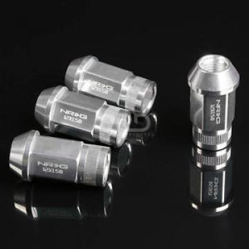 NRG ANODIZED ALUMINUM OPEN END TUNER WHEEL RIM LUG NUTS LOCK M12x1.5 SILVER 4 PC