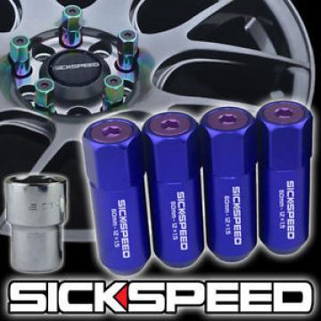 4 BLUE/PURPLE CAPPED ALUMINUM EXTENDED 60MM LOCKING LUG NUTS WHEELS 12X1.5 L02