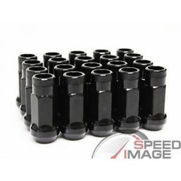 Z RACING BLACK 48MM STEEL OPEN EXTENDED LUG NUTS SET 20 PCS 12X1.5 TUNER FD