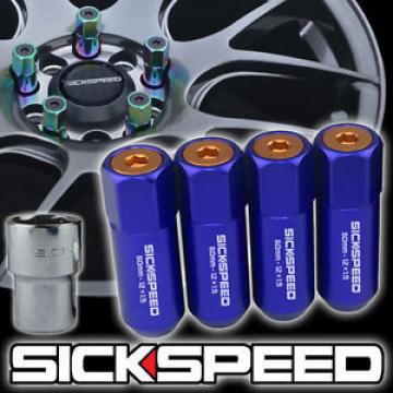 SICKSPEED 4 PC BLUE/ORANGE CAPPED ALUMINUM LOCKING LUG NUTS WHEELS 12X1.25 L15