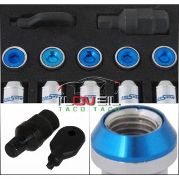 M12 X 1.5 20PC CHROME BLUE LOCK KEY TUNER CNC LUG NUTS PERFORMANCE RACING SET