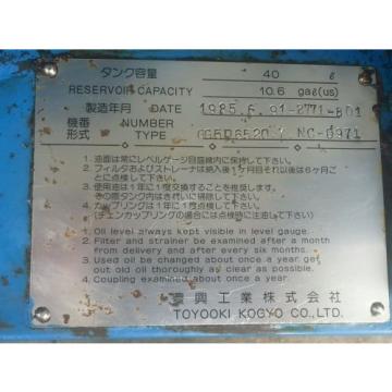 TOYOOKI KOGYO GG5D6520.Y.NC0971 HYDRAYLIC W/ MOTOR TOSHIBA 3 PHASE   Pump