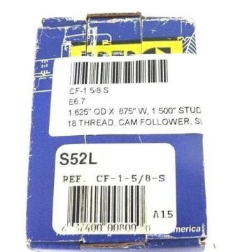 NIB RBC CF-1-5/8-S CAM FOLLOWER S52L, 1.625&#034;ODX.875W, 1.500&#034; STUD L, 5/8