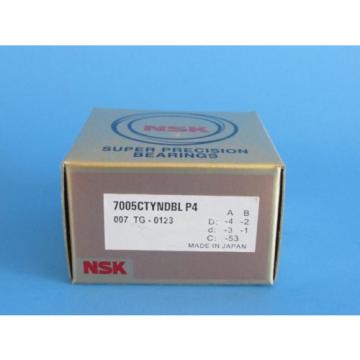 Set of Two NSK7005CTYNDBL P4 ABEC-7 Super Precision Spindle Bearings.