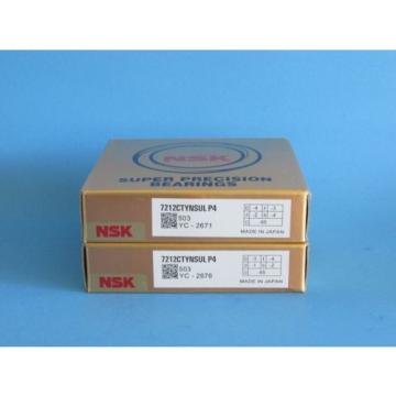 NSK7212CTYNSUL P4 ABEC7 Super Precision Contact Spindle Bearing (Matched Pair)