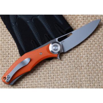 Smooth Open Hunting Orange G10 Handle D2 Plain Edge Tactical Knife Bearing Camp