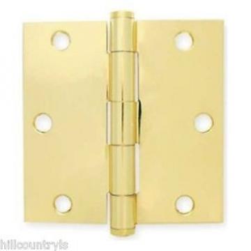 1WAA8 Battalion Door Hinges, Full Mortise, Plain Bearing - 3.5&#034;X3.5&#034; 2-Pk Brass