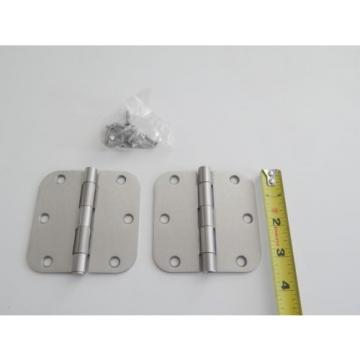 Lot of 2 Satin Nickel 3.5&#034; x 3.5&#034; Plain Bearing Hinge 5/8&#034; Radius Corners