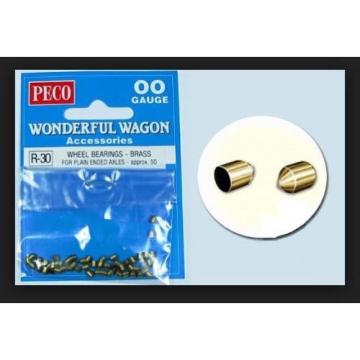 R-30 PECO Wonderful Wagon Brass Wheel Bearings for Plain Ended Axles, OO Gauge