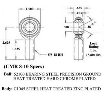 ECONOMY 4 LINK 1/2 x 5/8-18 ROD END KIT WITH BUNGS .120 HEIM JOINTS