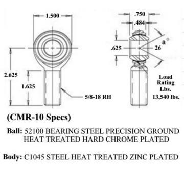 Econ 5/8 x 5/8-18 MALE RH ROD ENDS HEIM JOINTS HEIMS