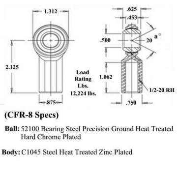 ECON 1/2 x 1/2-20 FEMALE RH ROD ENDS HEIM JOINTS HEIMS