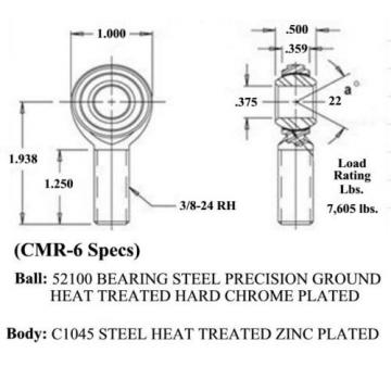 ECON 3/8 x 3/8-24 MALE RH ROD ENDS HEIM JOINTS HEIMS