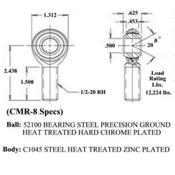 ECONOMY 4 LINK 1/2 x 1/2-20 ROD END KIT HEIM JOINTS ENDS HEIMS