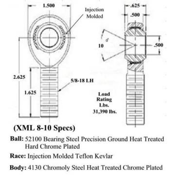 CHROMOLY 4 LINK KIT 1/2 x 5/8-18 HEIM JOINT 1/2 STEEL CONE SPACERS ROD ENDS