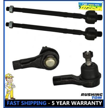 4 Pc Kit Front Left Right Inner &amp; Outer Tie Rod Ends For Kia Rio 01-05