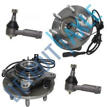 Pair of 2 Front Wheel Hub and Bearing Assembly ABS 6 Bolt 4WD + 2 Outer Tie Rod