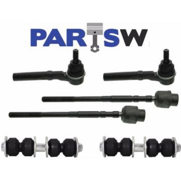 6pc Front Suspension Kit Inner &amp; Outer Tie Rod Ends &amp; Sway Bar Link 1 Year Wrnty