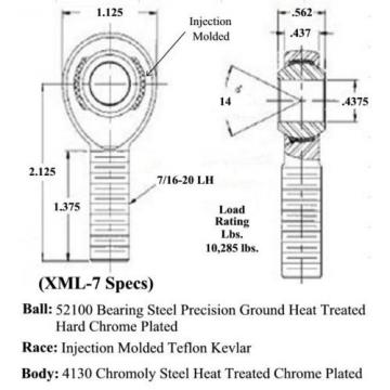 CHROMOLY 4 LINK 7/16 ROD END KIT 7/16 ALUM CONE SPACERS BUNGS.065 HEIM JOINT