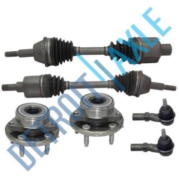 6-Pc: 2 Front CV Axle Shafts w/ABS + 2 Tie Rods + 2 Wheel Hub + Bearing Assembly