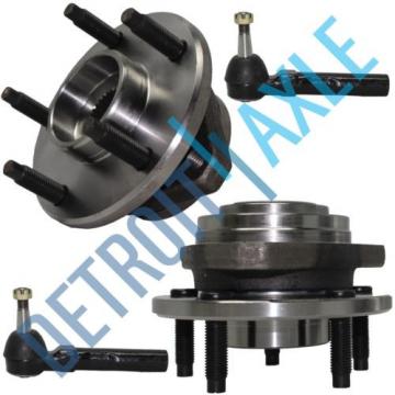 NEW 4 pc Kit - 2 Front Wheel Hub and Bearing Assembly w/o ABS + 2 Outer Tie Rod