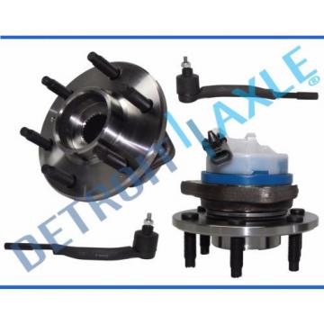 NEW 4pc Front Wheel Hub and Bearing ABS + Outer Tie Rod Set for Cadillac SRX 4WD