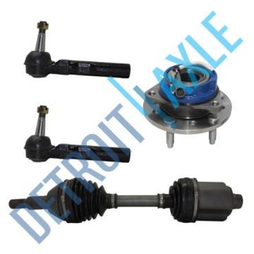 Front Driver CV Axle Shaft + Wheel Hub Bearing and Assembly + 2 Outer Tie Rods
