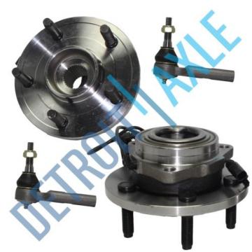 4 pc Set - 2 Complete Wheel Hub and Bearing Assembly + 2 Outer Tie Rod; w/ ABS