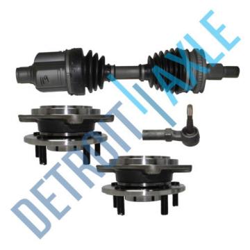 Front Driver CV Axle Shaft w/ ABS + Tie Rod + 2 Wheel Hub and Bearing Assembly