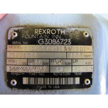REXROTH AA10VS071DR*/31RPKC62N00 HYDRAULIC 2&#034; INLET 1&#034; OUTLET 11/4&#034; SHAFT Pump