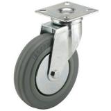 Revvo Caster D Series Plate Caster, Swivel, Rubber Wheel, Plain Bearing, 110 lbs