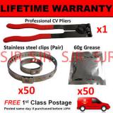 CV BOOT CLAMPS PAIR x50 CV GREASE x50 EAR PLIERS x1 GARAGE TRADE PACK KIT 4.50