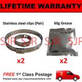 CV BOOT CLAMPS PAIR INNER OUTER x2 CV GREASE x2 UNIVERSAL FITS ALL CARS KIT 2.2