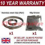 CV BOOT CLAMPS PAIR INNER OUTER x1 CV GREASE x1 UNIVERSAL FITS ALL CARS KIT 2.1